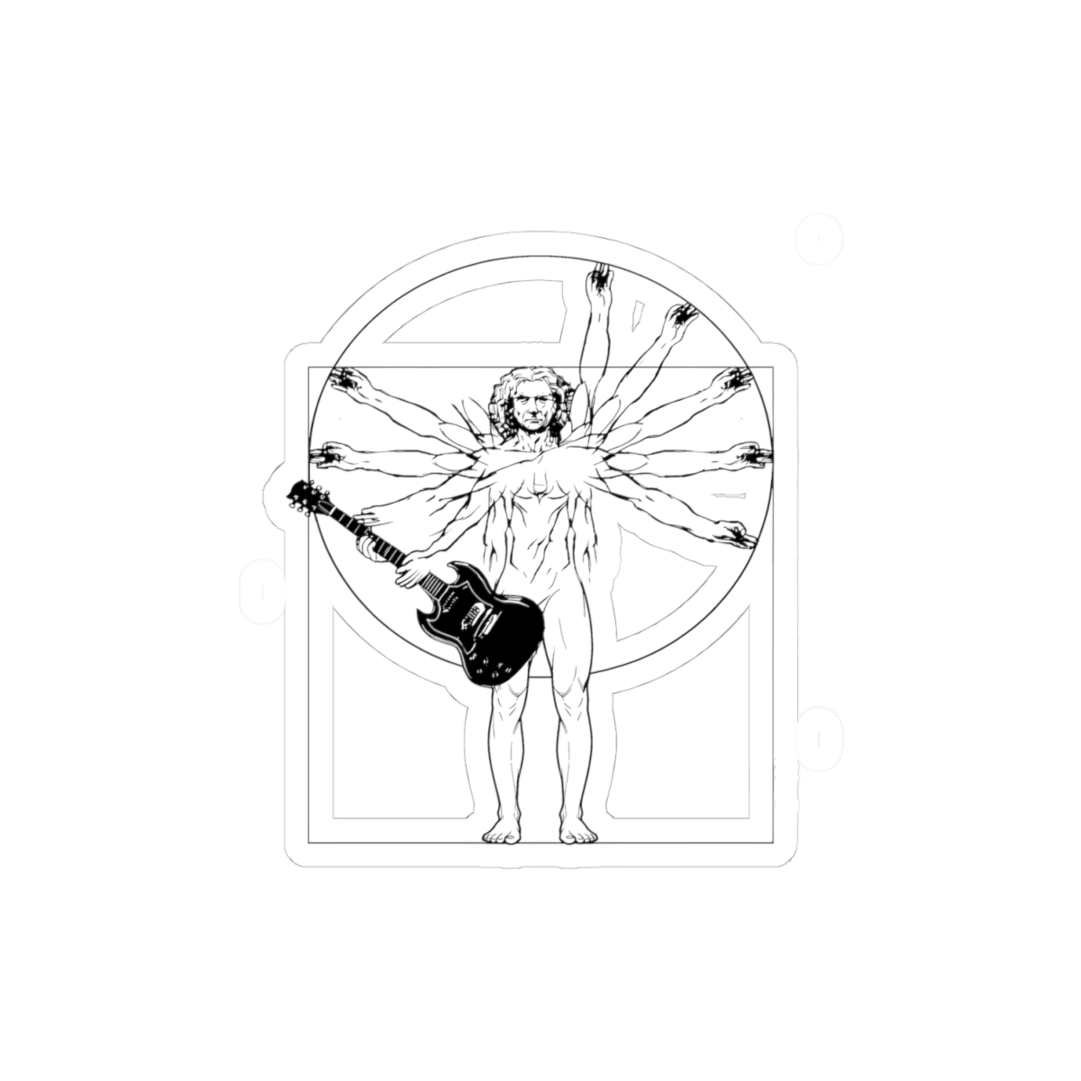 Vitruvian Guitarist Sticker — nomorebrain.com